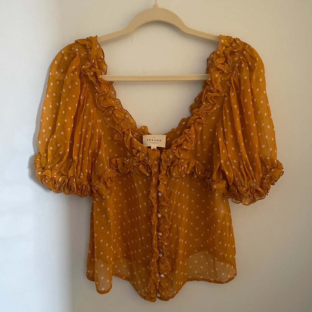Sezane Wood Top in Saffron